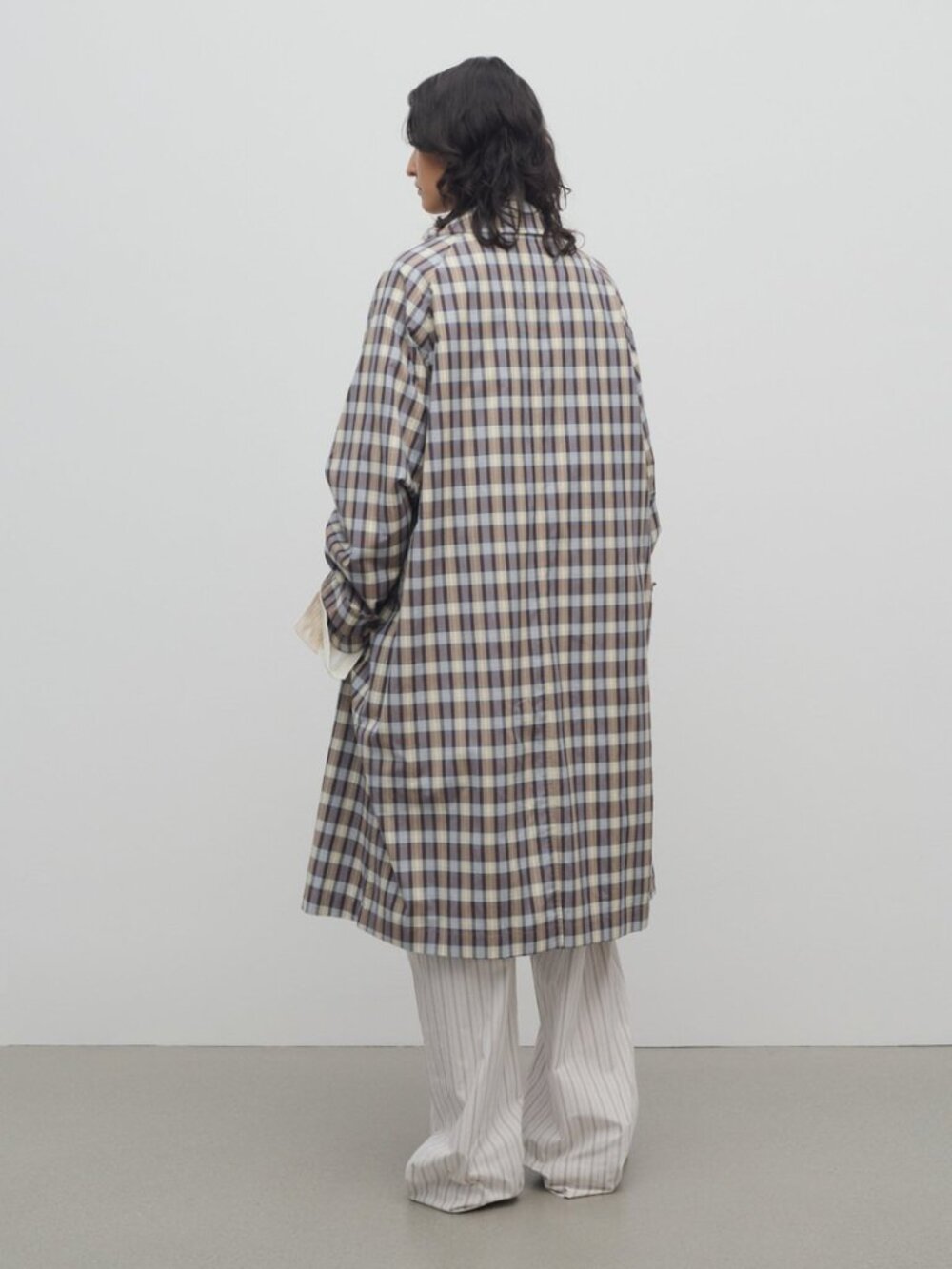 THE ROW tavishina checked silk and cotton-blend poplin coat - Picture 3 of 13